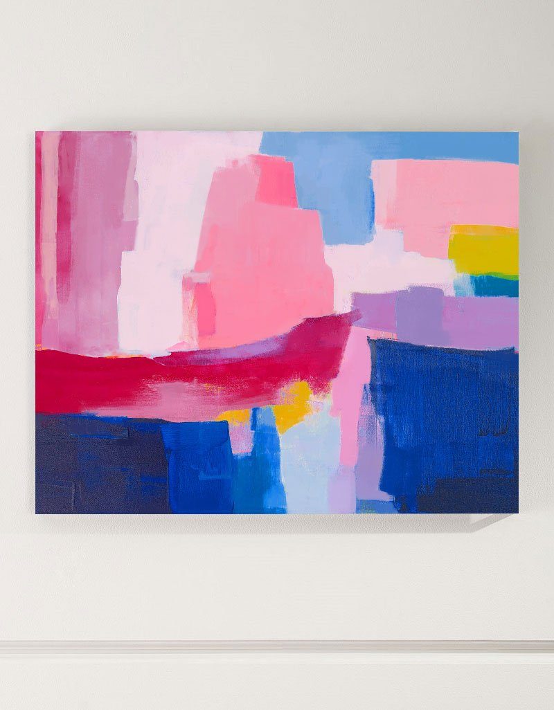 Pink And Blue Abstract Art Large colourful Canvas Art Modern Art