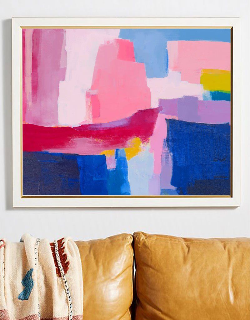 Pink And Blue Abstract Art Large colourful Canvas Art Modern Art