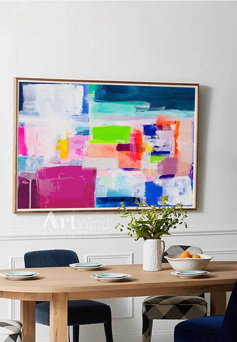 Beautiful Abstract Art Pink And Blue Wall Art Colorful Paintings