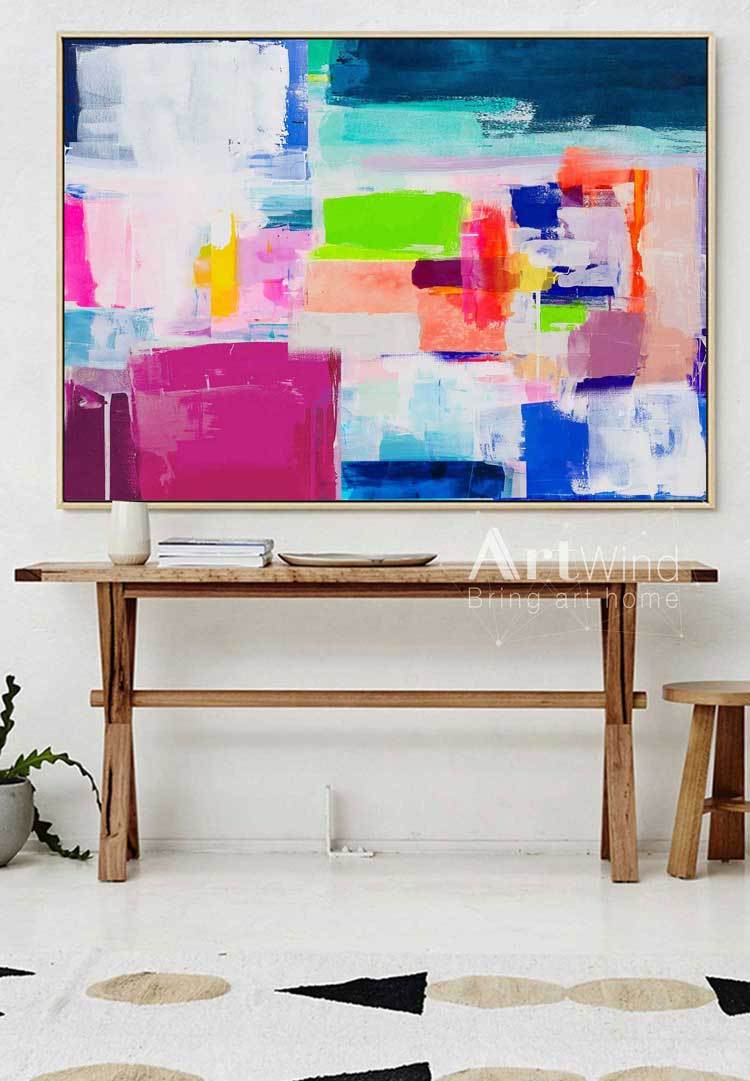 Beautiful Abstract Art Pink And Blue Wall Art Colorful Paintings