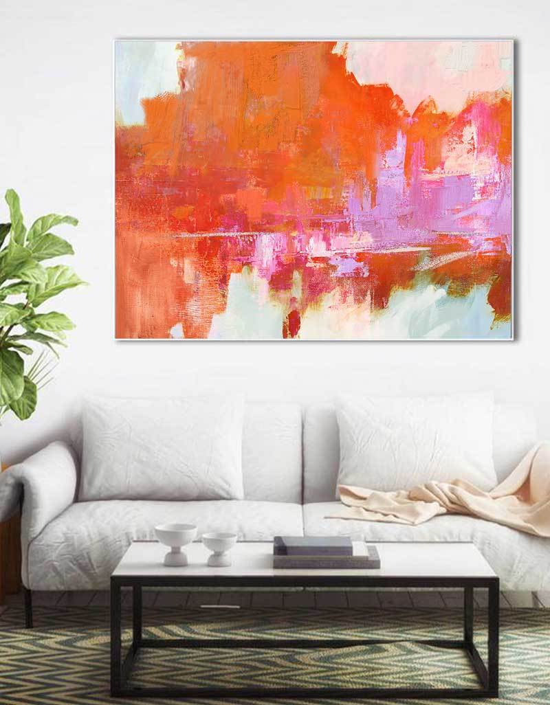 Orange Wall Art Canvas Large Contemporary Wall Art Colorful Artwork