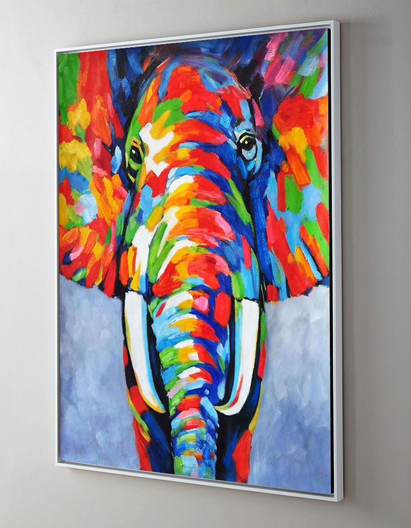 Color Elephant Abstract Painting Large colorful Animal Painting 
