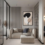 Modern Minimalist Painting Black White And Beige Cool Line Abstract Geometric Acrylic Painting Ideas For Home Design