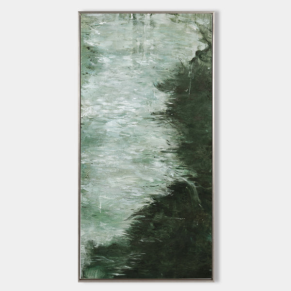 Luxury Textured Abstract Painting Big Canvas Wall Art Large Green Wall Decor