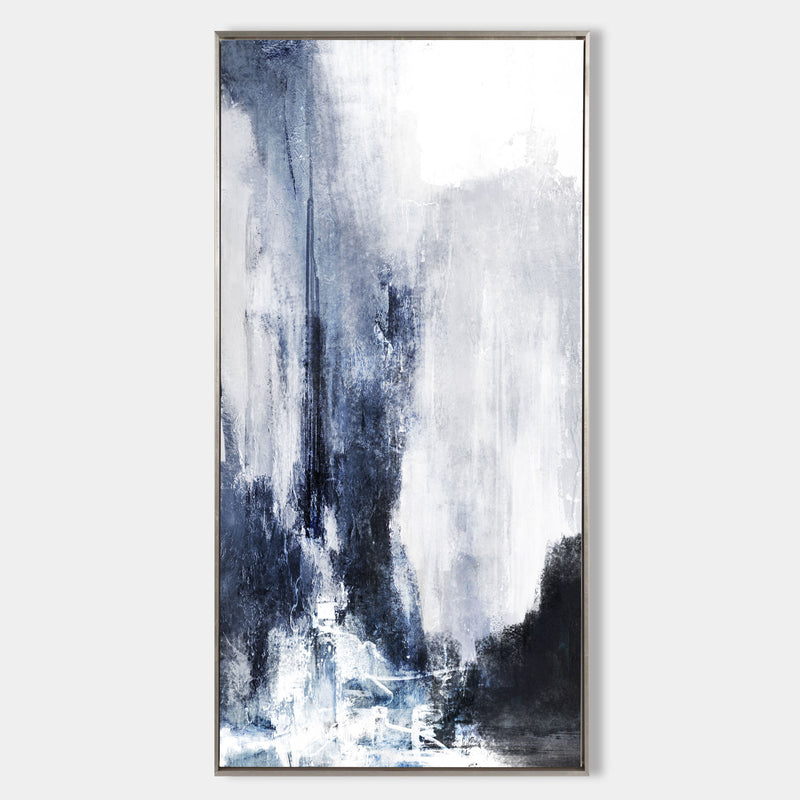 Large Vertical Contemporary Art Blue White Canvas Art Large Original Abstract Painting