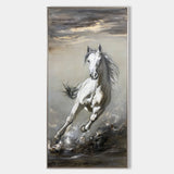 Grey Running Horse Painting On Canvas Large Arabian Horse Wall Art Huge Horse Oil Painting