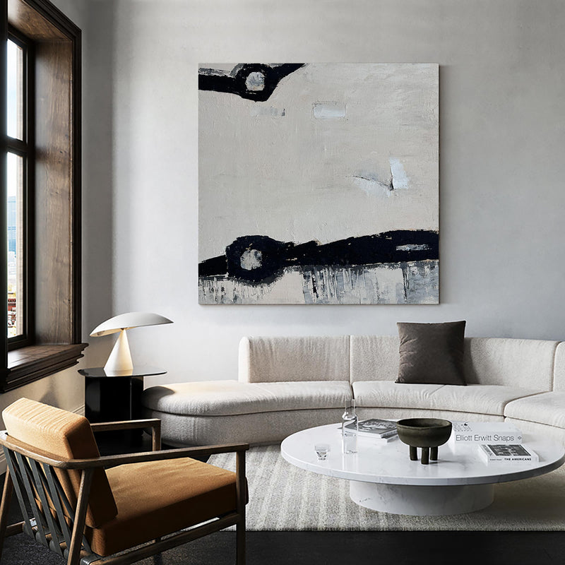 Modern Abstract Canvas Wall Art, Grey Minimalist Painting on Canvas, Acrylic Painting For Sale