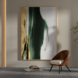Framed Gold And Green Abstract Wall Art Large Navy Green Abstract Painting Oversized Abstract Wall Art