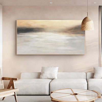 Contemporary Abstract Art Sunrise Canvas Wall Art Modern Abstract Seascape Painting