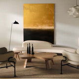 Modern Black And Gold Minimalist Painting Gold Abstract Acrylic Painting Livingroom Wall Art For Sale 