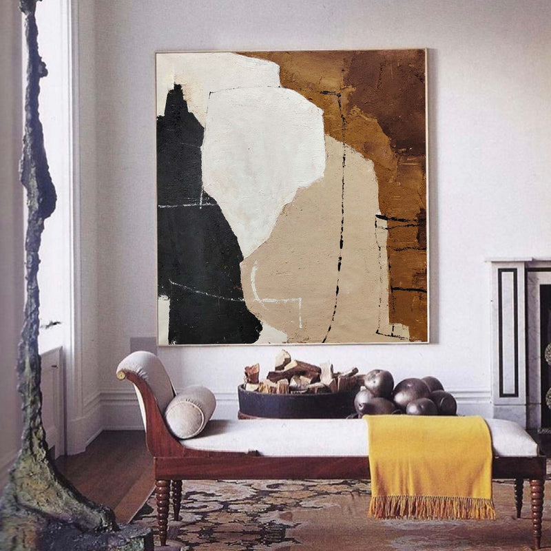 Black And Brown Minimalist Painting Oversized Painting Canvas Minimalist Painting For Home Decor