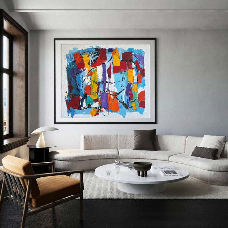 Colorful Abstract Art Large Modern Interior Canvas Art Long Horizontal Wall Art For Home Decor