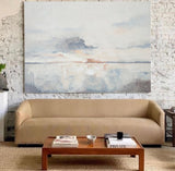 Large Modern Blue And White Abstract Painting Extra Large Wall Art For Living Room