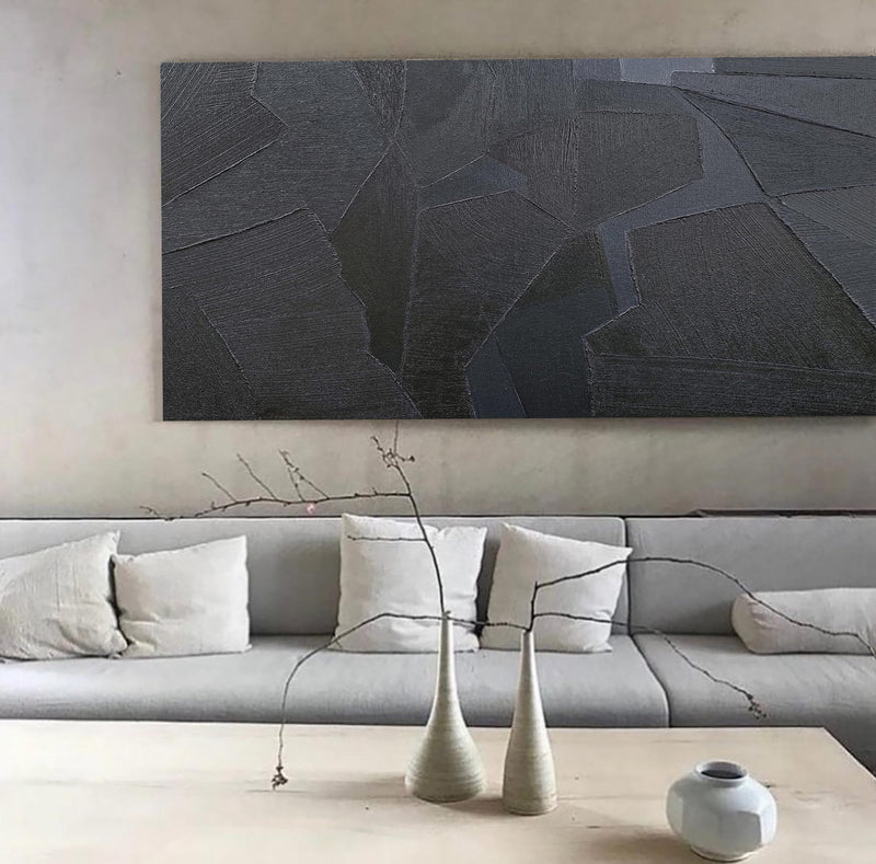 modern black abstract acrylic painting large canvas art for living room minimalist art large abstract wall art