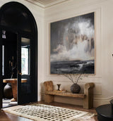 Modern black and grey impressionist landscape painting for home decor  large landscape wall art for sale