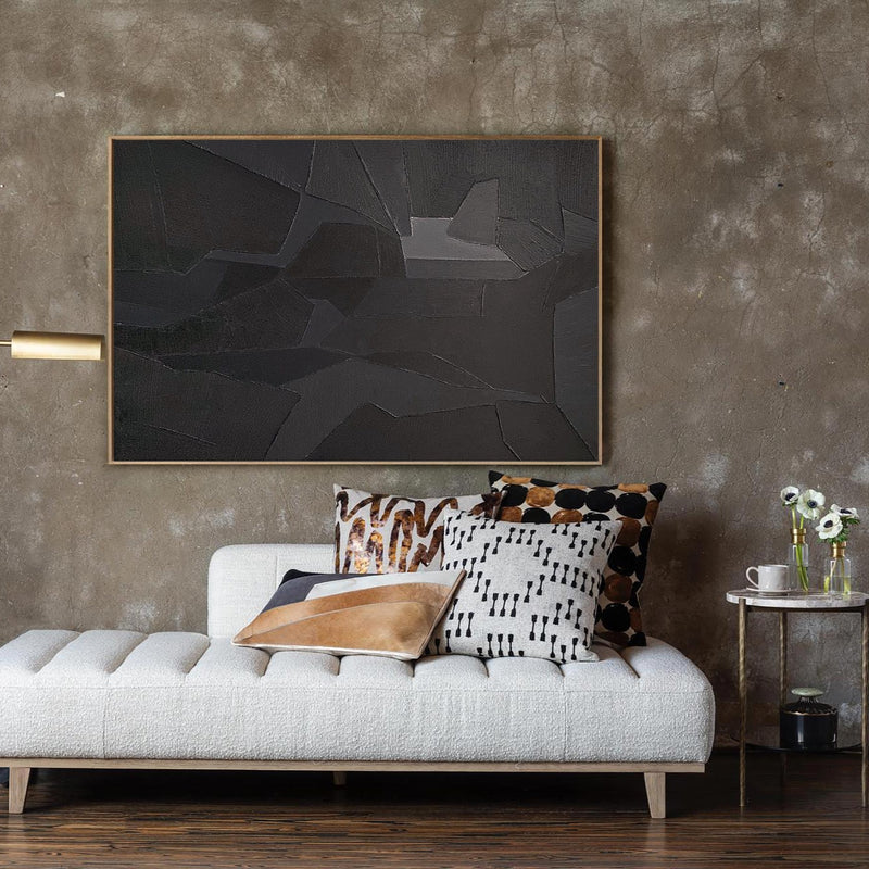 modern textured black abstract acrylic painting large abstract wall art living room canvas art