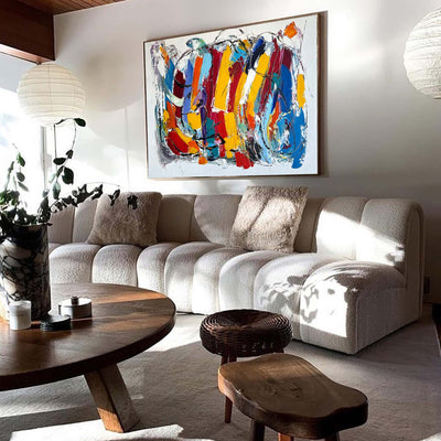 Colorful Abstract Art Large Modern Interior Canvas Art Long Horizontal Wall Art For Home Decor