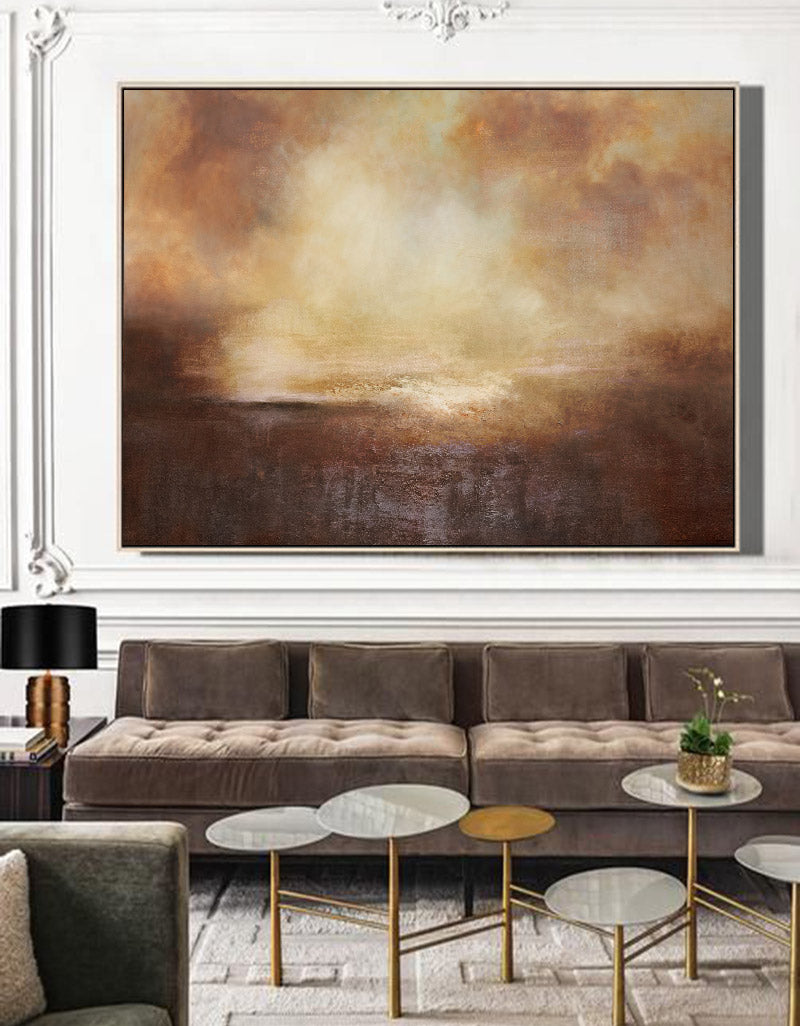 Abstract Coastal Wall Art Seaside Painting Abstract Seascapes Brown Modern Coastal Artwork