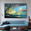 Sunrise And Wave Landscape Acrylic Painting Large Wave Canvas Art Huge Ocean Wave Art For Living Room Wall Art