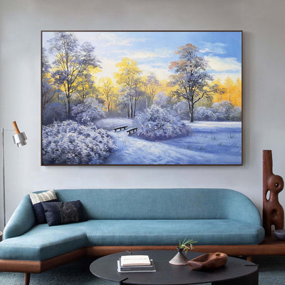 Modern Winter Landscape Snow Scene Wall Art Snowscape Canvas Wall Art | Artexplore