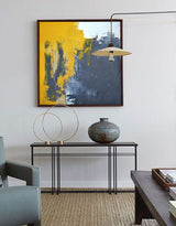 Yellow And Gray Wall Art Grey and Orange Modern Abstract Canvas Art