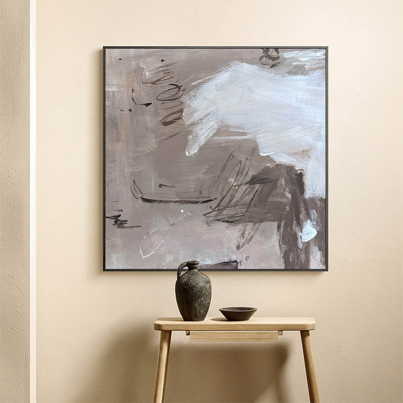 Modern Wabi-sabi Grey Brown Abstract Art Large Abstract Wall Art Painting For Livingroom