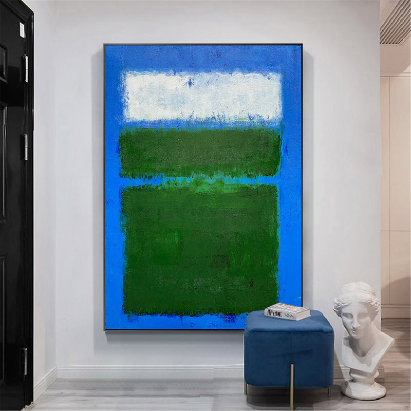 Blue And Green Minimalist Acrylic Painting On Canvas Extra Large Minimal Canvas Art Abstract Minimalist Modern Wall Art