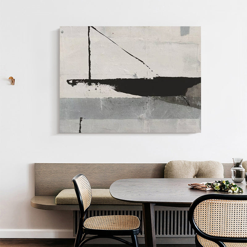 Wabi-sabi Grey Canvas Art, Large Abstract Acrylic Painting Modern Grey Abstract Wall Art For Sale