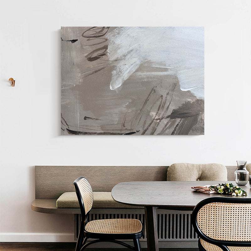 Large Grey Abstract Wall Art, Abstract Canvas Wall Art, Modern Abstract Painting For Sale
