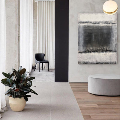Black And White Abstract Acrylic Painting On Canvas Extra Large Abstract Canvas Art Grey Modern Wall Art