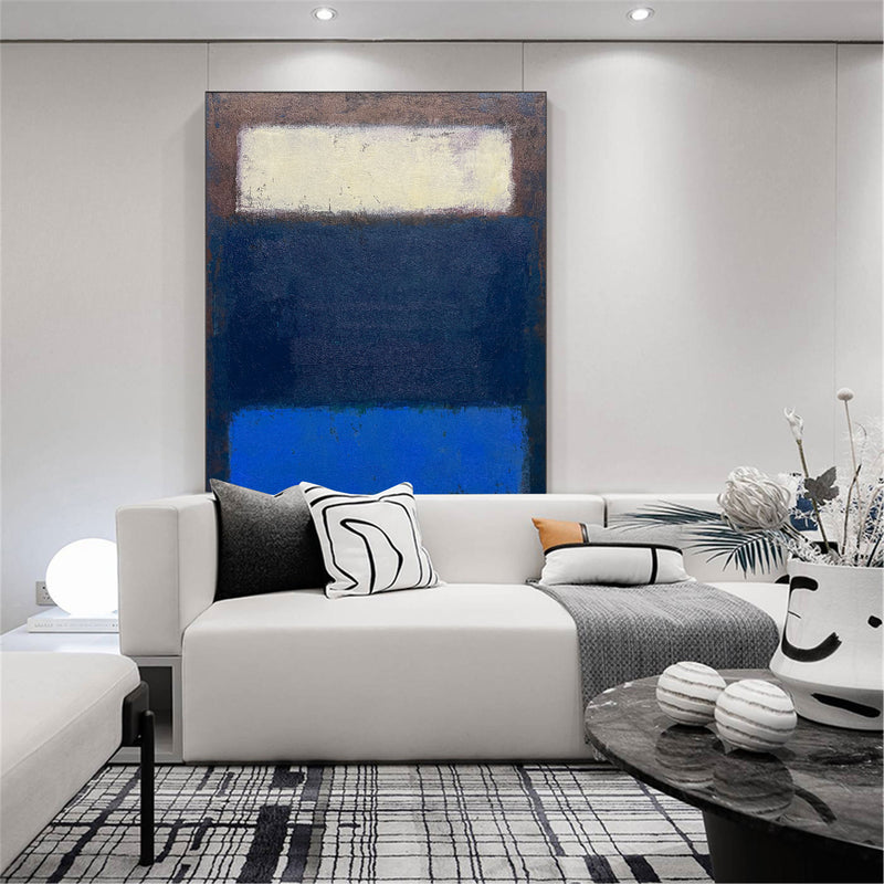 Blue And Brown Minimalist Acrylic Painting On Canvas Blue Minimal Canvas Art Abstract Minimalist Modern Wall Art For Living Romm