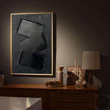 Black 3D Textured Canvas Art Black 3D Minimalist Painting Large Black Minimalist Wall Art