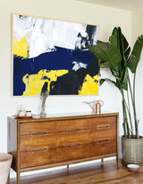 Modern Abstract Canvas Wall Art Yellow Blue Canvas Art Bedroom Canvas Art
