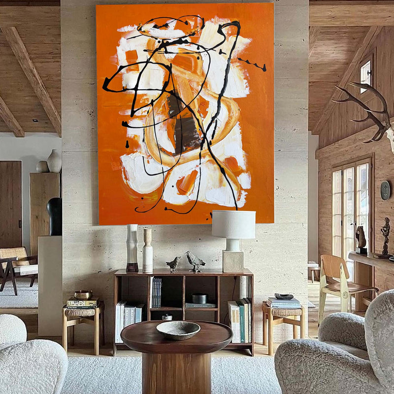 Orange Abstract Painting Oversized Abstract Canvas Art Abstract Interior Painting Modern Abstract Painting Large Canvas Art For Living Room