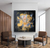 Black And Gold Abstract Flower Wall Art Livingroom Canvas Wall Art Acrylic Painting For Sale