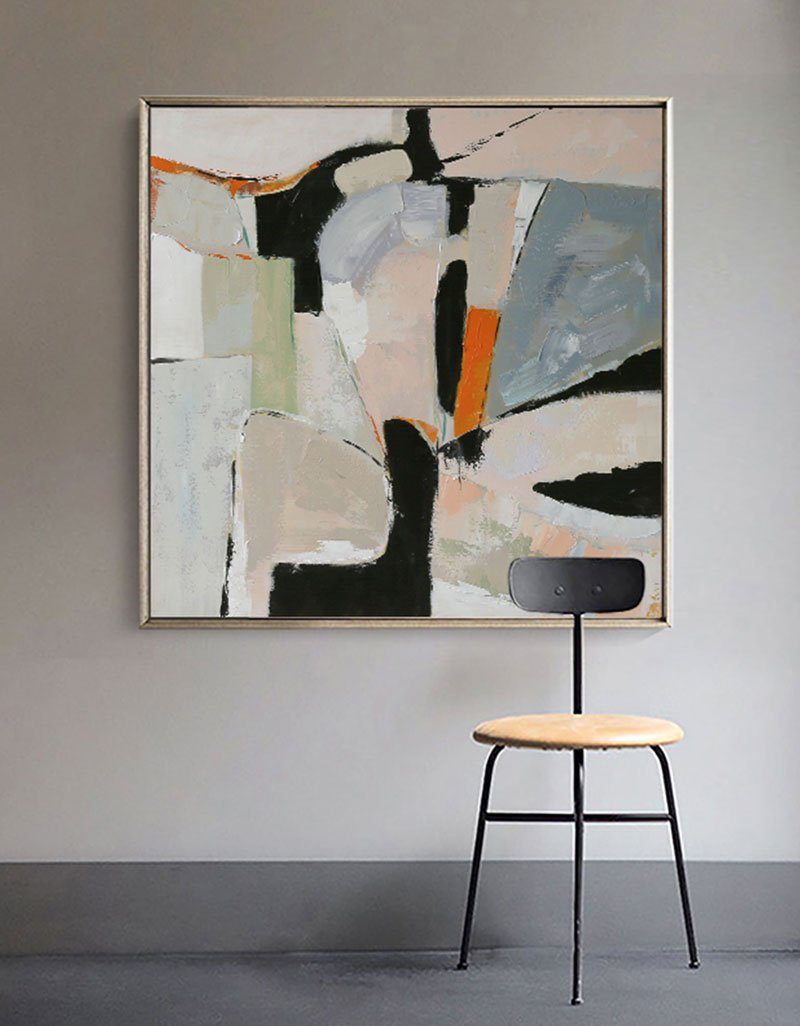 Geometry Abstract Art,Large Square Abstract Geometry Painting Large ...