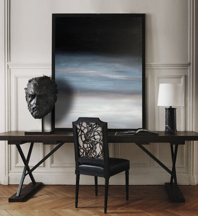 Modern Black Blue Minimalist Painting Abstract Oil Painting Canvas Wall Art For Livingroom