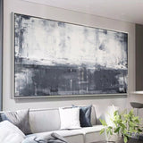 Grey White Abstract Art Extra Large Gray Abstract Painting For Livingroom