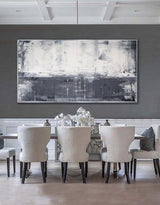 Grey White Abstract Art Extra Large Gray Abstract Painting For Livingroom