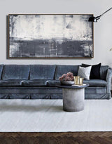 Grey White Abstract Art Extra Large Gray Abstract Painting For Livingroom