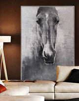 Grey White Abstract Horse Painting Horse Wall Art Horse Artwork 