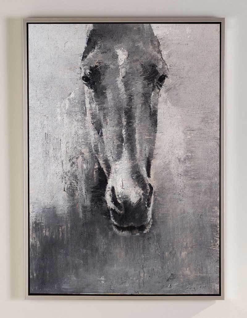 Grey White Abstract Horse Painting Horse Wall Art Horse Artwork 