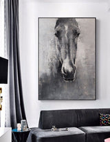 Grey White Abstract Horse Painting Horse Wall Art Horse Artwork 