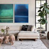 Green Blue Minimalist Art Set of 2 Texture Art Green Texture Art Blue Minimalist Art For Livingroom