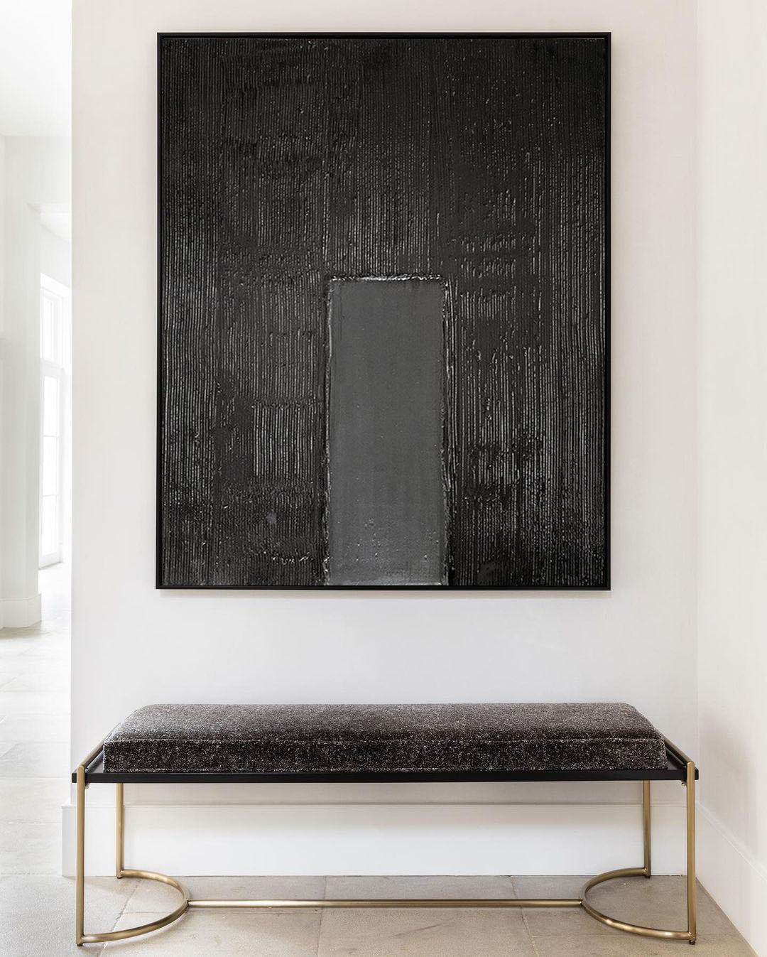 Black 3D Textured Painting Black 3D Minimalist Painting Large Black Canvas Wall Art For Sale