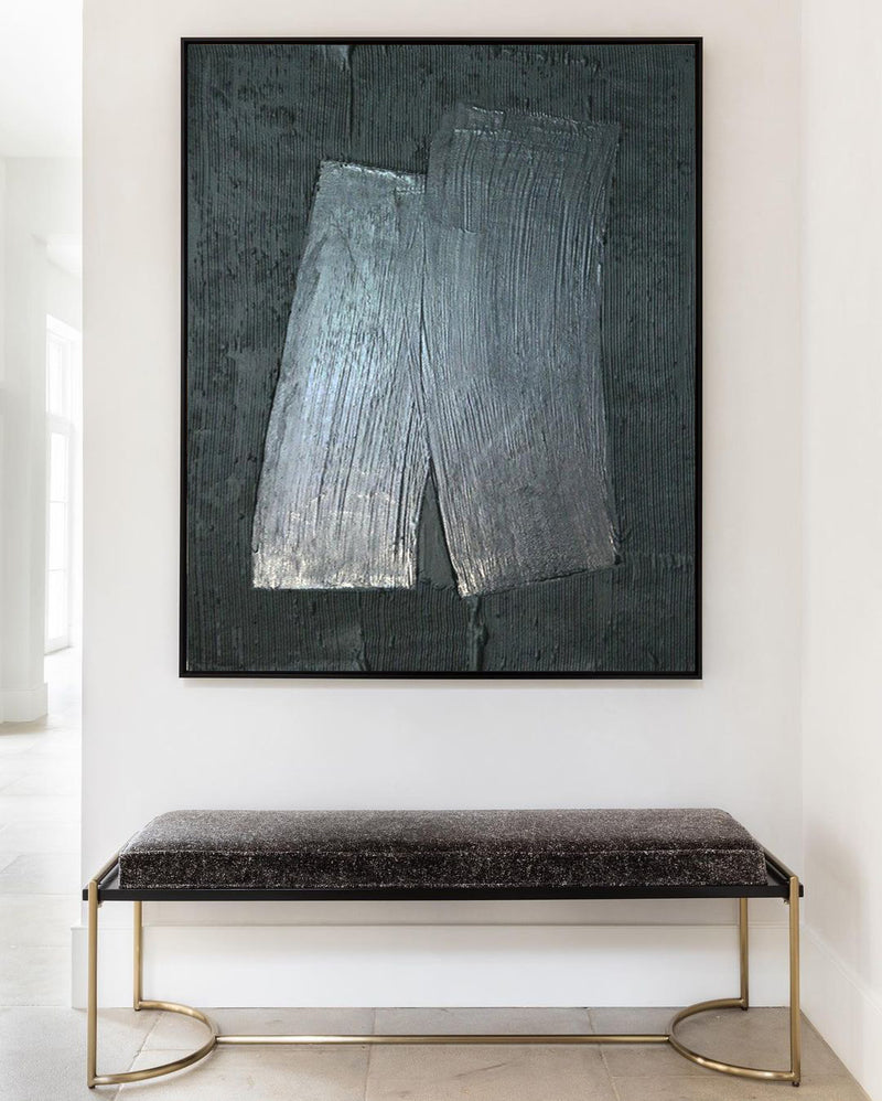  Large Black Abstract Painting Black 3D Textured Painting Minimalist Painting For Sale