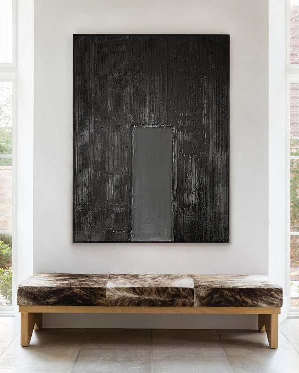 Black 3D Textured Painting Black 3D Minimalist Painting Large Black Canvas Wall Art For Sale