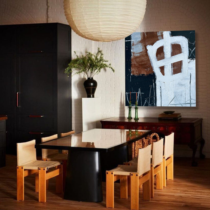 Black And Brown Abstract Painting Large Square Livingroom Canvas Art Acrylic Painting For Sale