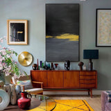 Black Minimalist Wall Art Modern Abstract Large Oil Painting On Canvas Livingroom Wall Art For Sale
