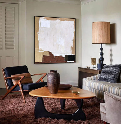 Brown Beige Abstract Wall Art Modern Wabi-sabi Canvas Painting Abstract Wall Art Painting